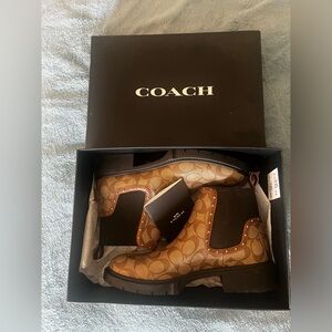 Brown Coach Levy Bootie in Signature Canvas